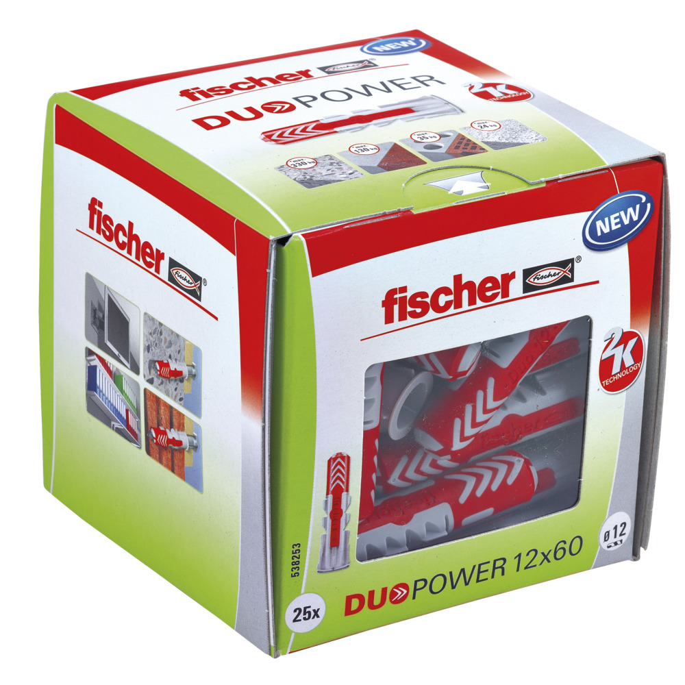 fischer DuoPower 12 x 60 Wall Plug, 25 pcs